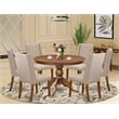 East West Furniture Ferris 7-Piece Dining Table Set in Walnut Finish