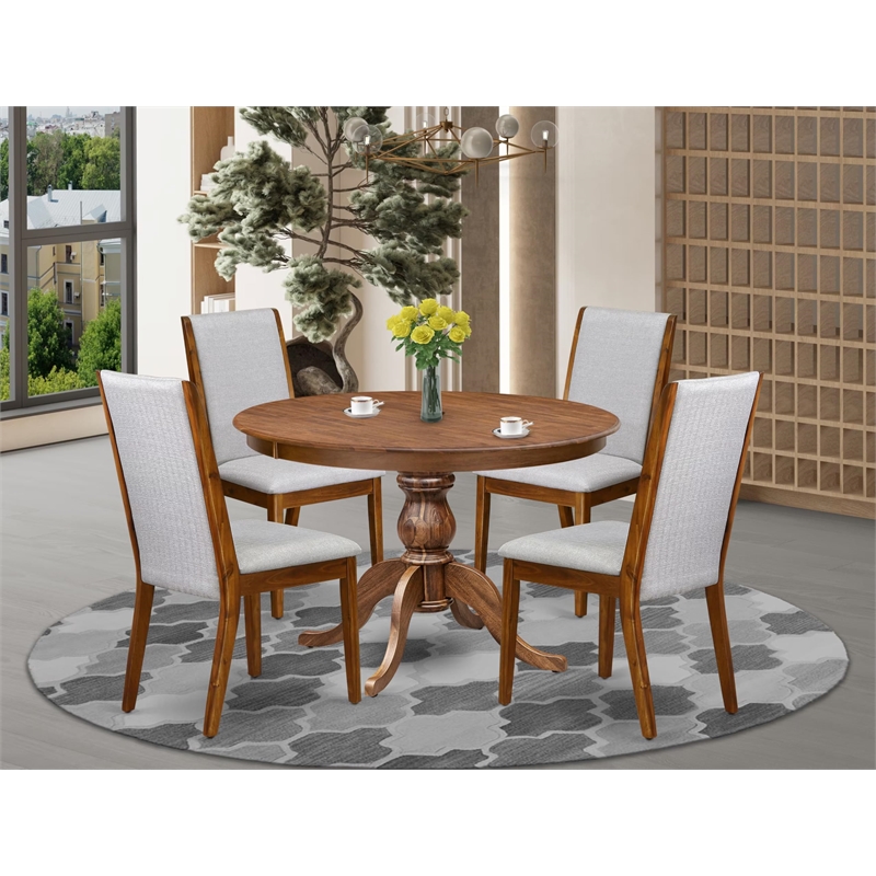 East West Furniture Ferris 5-Piece Dining Table Set in Walnut Finish