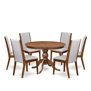 East West Furniture Ferris 7-Piece Mid Century Dining Set in Walnut Finish