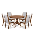East West Furniture Ferris 7-Piece Mid Century Dining Set in Walnut Finish