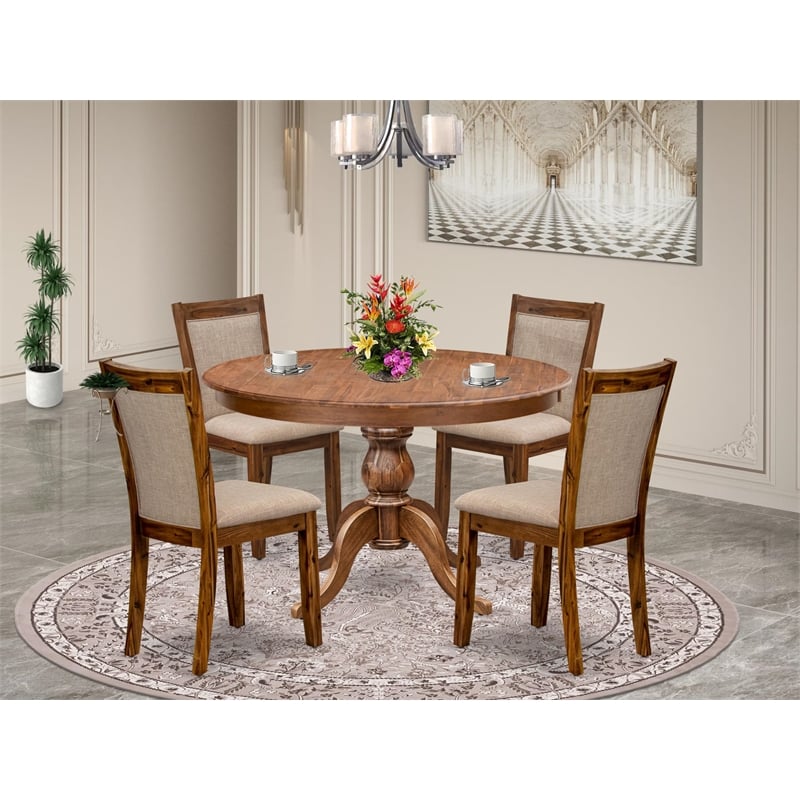 East West Furniture Ferris 5-Piece Kitchen Dining Set in Walnut Finish