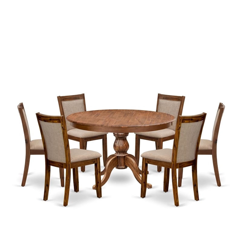 East West Furniture Ferris 7-Piece Dining Table Set in Walnut Finish