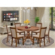 East West Furniture Ferris 7-Piece Dining Table Set in Walnut Finish