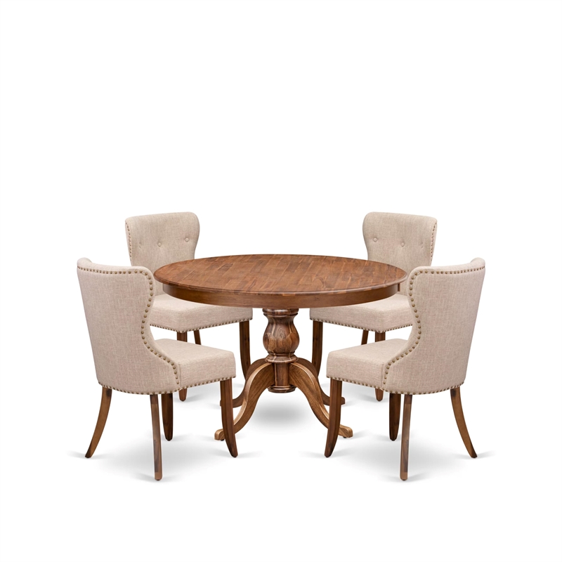 East West Furniture Ferris 5-Piece Kitchen Dining Set in Walnut Finish