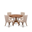 East West Furniture Ferris 5-Piece Kitchen Dining Set in Walnut Finish