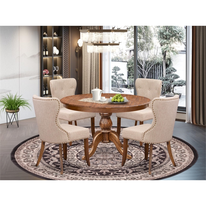 East West Furniture Ferris 5-Piece Kitchen Dining Set in Walnut Finish