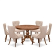 East West Furniture Ferris 7-Piece Modern Dining Table Set in Walnut Finish