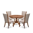 East West Furniture Ferris 5 Piece Round Dining Set in Walnut Finish