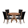 East West Furniture Ferris 5 Piece Round Dining Set in Walnut Finish
