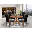 East West Furniture Ferris 5 Piece Round Dining Set in Walnut Finish