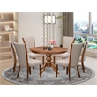 East West Furniture Ferris 7 Piece Round Dining Table Set in Walnut Finish