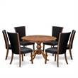 East West Furniture Ferris 7 Piece Round Dining Table Set in Walnut Finish