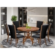 East West Furniture Ferris 7 Piece Round Dining Table Set in Walnut Finish