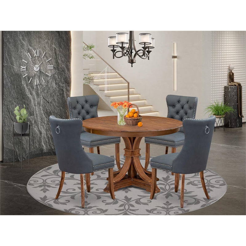 East West Furniture Ferris 5-Piece Dining Room Set in Walnut Finish