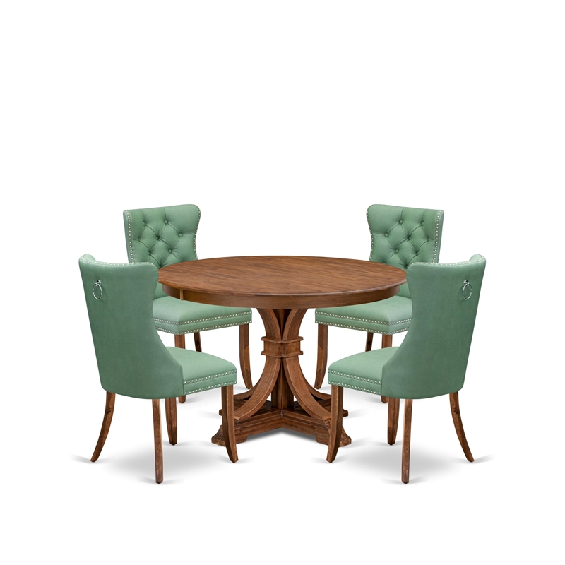 East West Furniture Ferris 5-Piece Dining Room Set in Walnut Finish