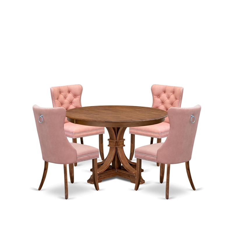 East West Furniture Ferris 5-Piece Mid Century Modern Dining Set in Walnut