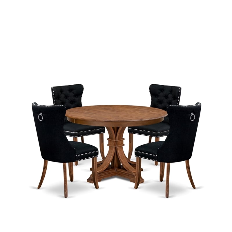 East West Furniture Ferris 5-Piece Dining Table Set in Walnut Finish