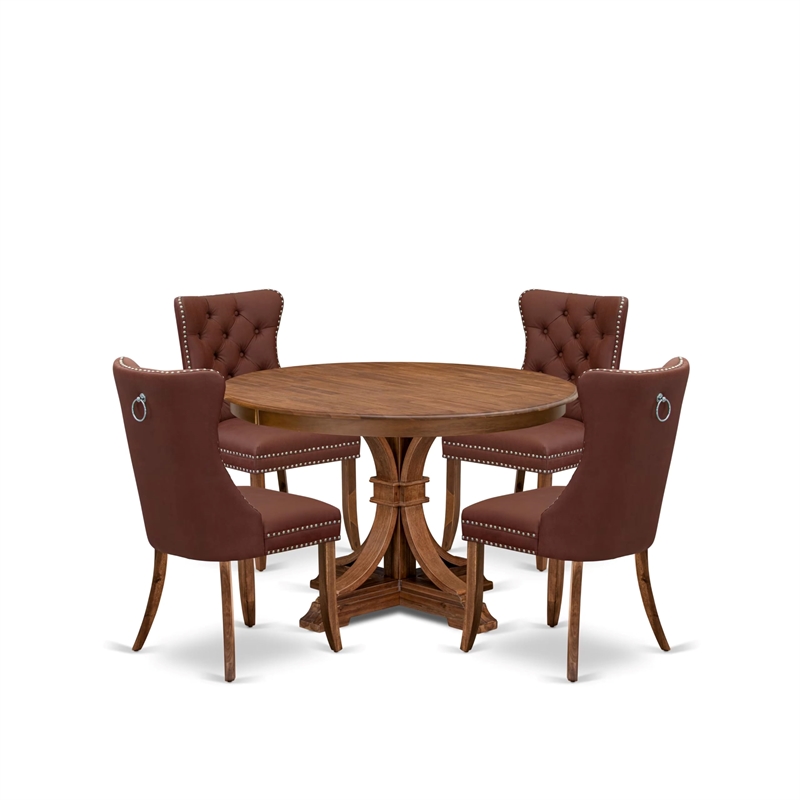 East West Furniture Ferris 5-Piece Mid Century Modern Dining Set in Walnut