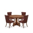 East West Furniture Ferris 5-Piece Mid Century Modern Dining Set in Walnut