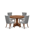 East West Furniture Ferris 5-Piece Mid Century Modern Dining Set in Walnut