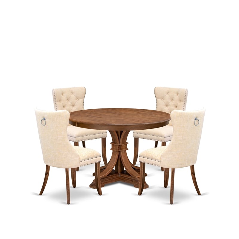 East West Furniture Ferris 5-Piece Kitchen Dining Set in Walnut Finish