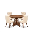 East West Furniture Ferris 5-Piece Kitchen Dining Set in Walnut Finish