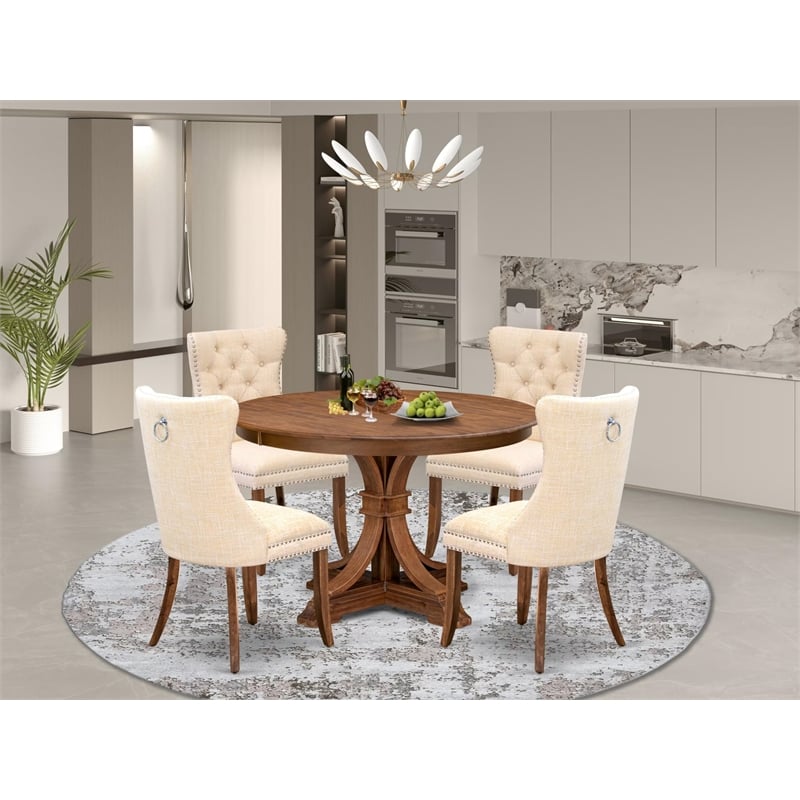 East West Furniture Ferris 5-Piece Kitchen Dining Set in Walnut Finish