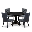 East West Furniture Ferris 5-Piece Kitchen Dining Set in Black Finish