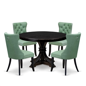 East West Furniture Ferris 5 Piece Round Dinette Set in Black Finish