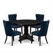 East West Furniture Ferris 5 Piece Round Kitchen Table Set in Black Finish
