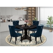 East West Furniture Ferris 5 Piece Round Kitchen Table Set in Black Finish