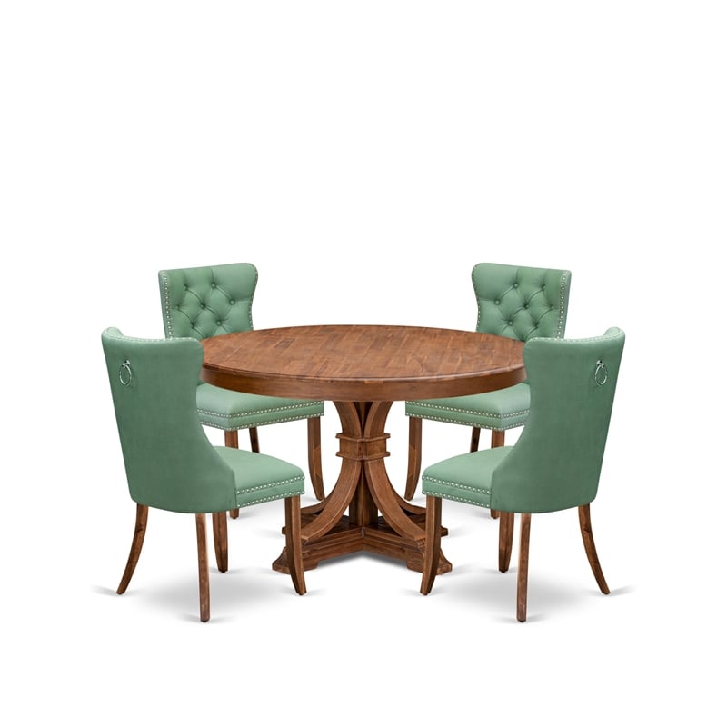 East West Furniture Ferris 5-Piece Dining Room Table Set in Walnut Finish
