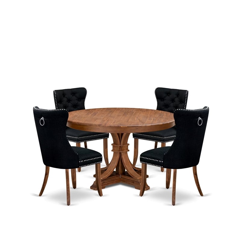 East West Furniture Ferris 5-Piece Kitchen Dining Set in Walnut Finish