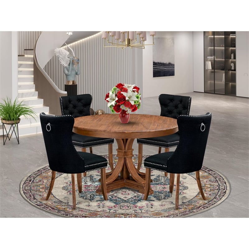 East West Furniture Ferris 5-Piece Kitchen Dining Set in Walnut Finish