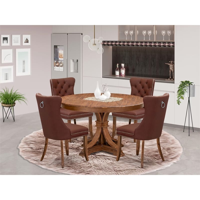 East West Furniture Ferris 5-Piece Dining Room Set in Walnut Finish