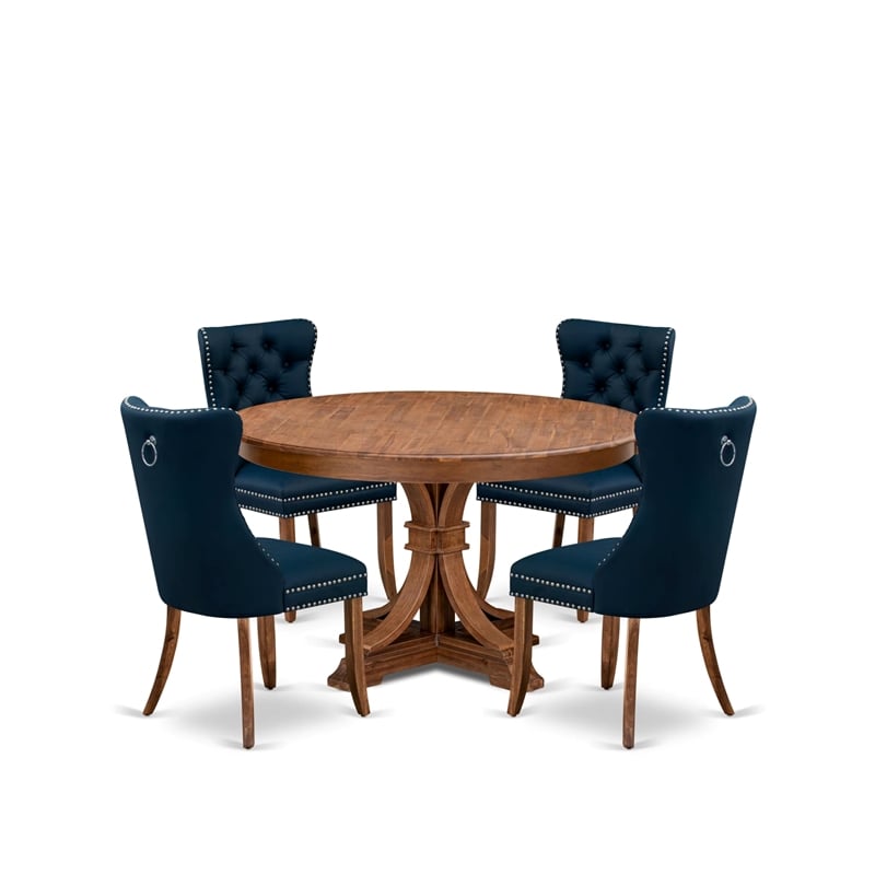 East West Furniture Ferris 5-Piece Dining Room Table Set in Walnut Finish