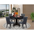 East West Furniture Ferris 5-Piece Dining Table Set in Black Finish