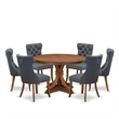 East West Furniture Ferris 7-Piece Mid-Century Dining Table Set in Walnut Finish