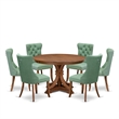 East West Furniture Ferris 7-Piece Modern Dining Table Set in Walnut Finish
