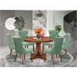 East West Furniture Ferris 7-Piece Modern Dining Table Set in Walnut Finish