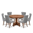 East West Furniture Ferris 7-Piece Dining Table Set in Walnut Finish