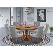 East West Furniture Ferris 7-Piece Dining Table Set in Walnut Finish