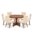 East West Furniture Ferris 7-Piece Modern Dining Table Set in Walnut Finish