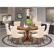 East West Furniture Ferris 7-Piece Modern Dining Table Set in Walnut Finish