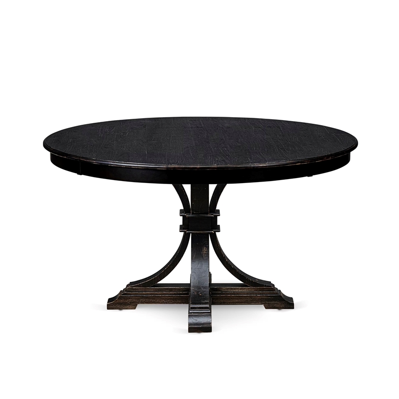 East West Furniture Ferris 7-Piece Modern Dining Table Set in Black Finish