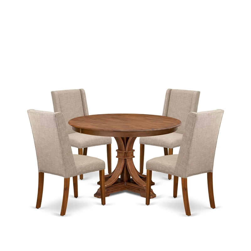 East West Furniture Ferris 5-Piece Modern Dining Set in Walnut Finish