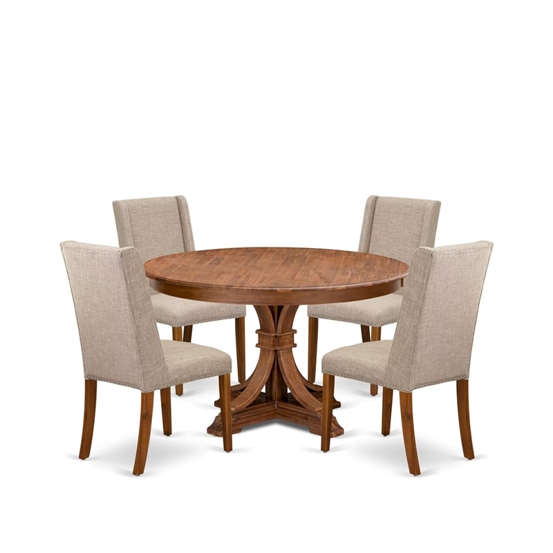 East West Furniture Ferris 5-Piece Kitchen Dining Set in Walnut Finish