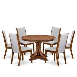 East West Furniture Ferris 7-Piece Mid Century Modern Dining Set in Walnut