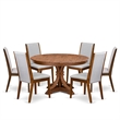 East West Furniture Ferris 7-Piece Dining Table Set in Walnut Finish