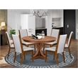 East West Furniture Ferris 7-Piece Dining Table Set in Walnut Finish